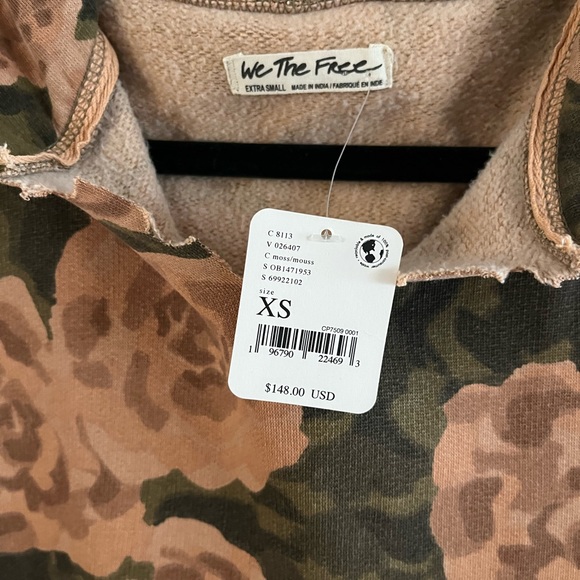 Free People It's A Vibe Printed Hoodie We The Free Floral Earth Combo - Picture 6 of 7